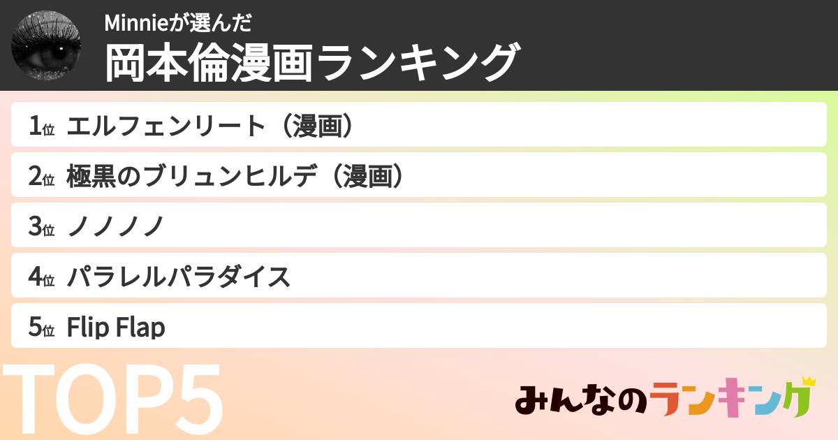 Minnieさんの「岡本倫漫画ランキング」