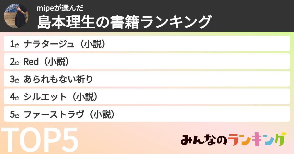 mipeさんの「島本理生の書籍ランキング」
