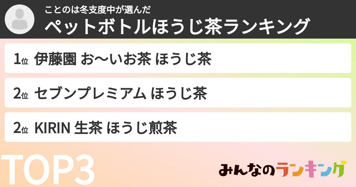 ことのは冬支度中さんの「ペットボトルほうじ茶ランキング」