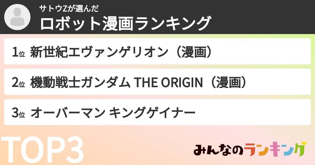 サトウZさんの「ロボット漫画ランキング」