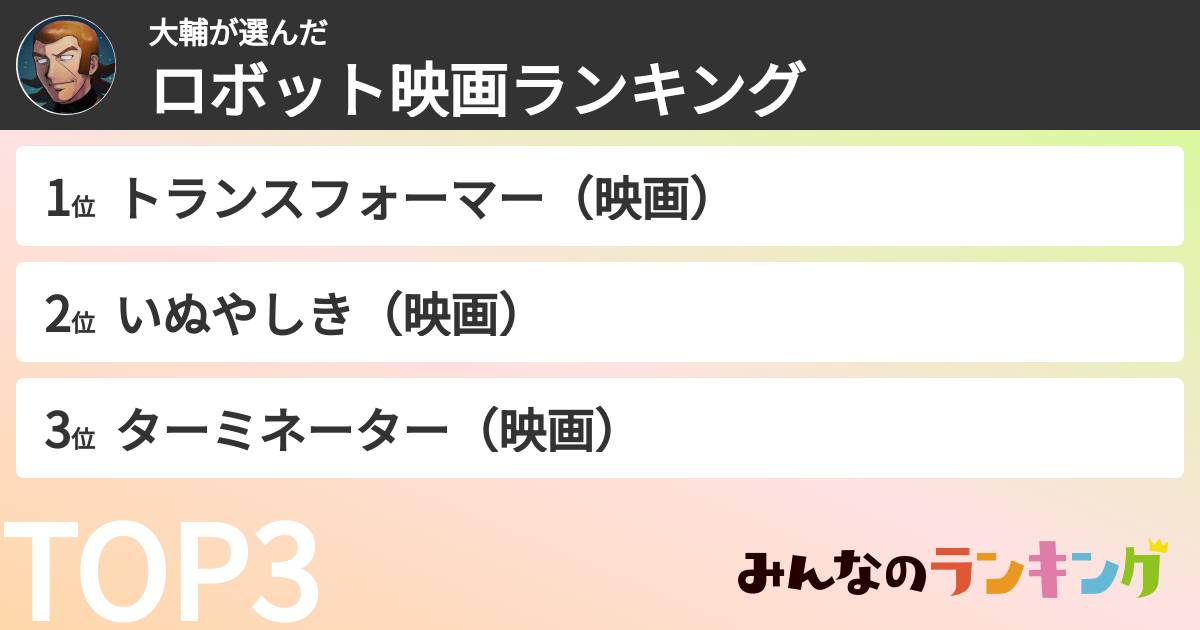 大輔さんの「ロボット映画ランキング」
