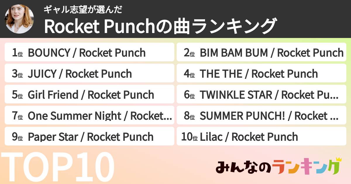 ギャル志望さんの「Rocket Punchの曲ランキング」