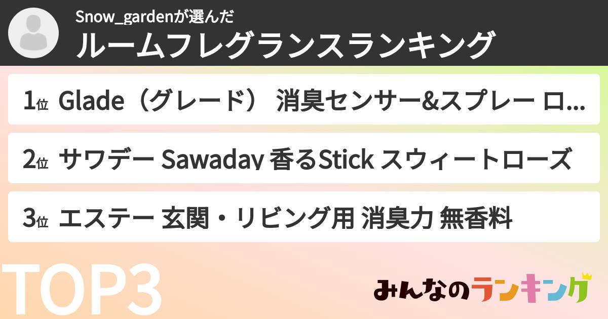 Snow_gardenさんの「ルームフレグランスランキング」