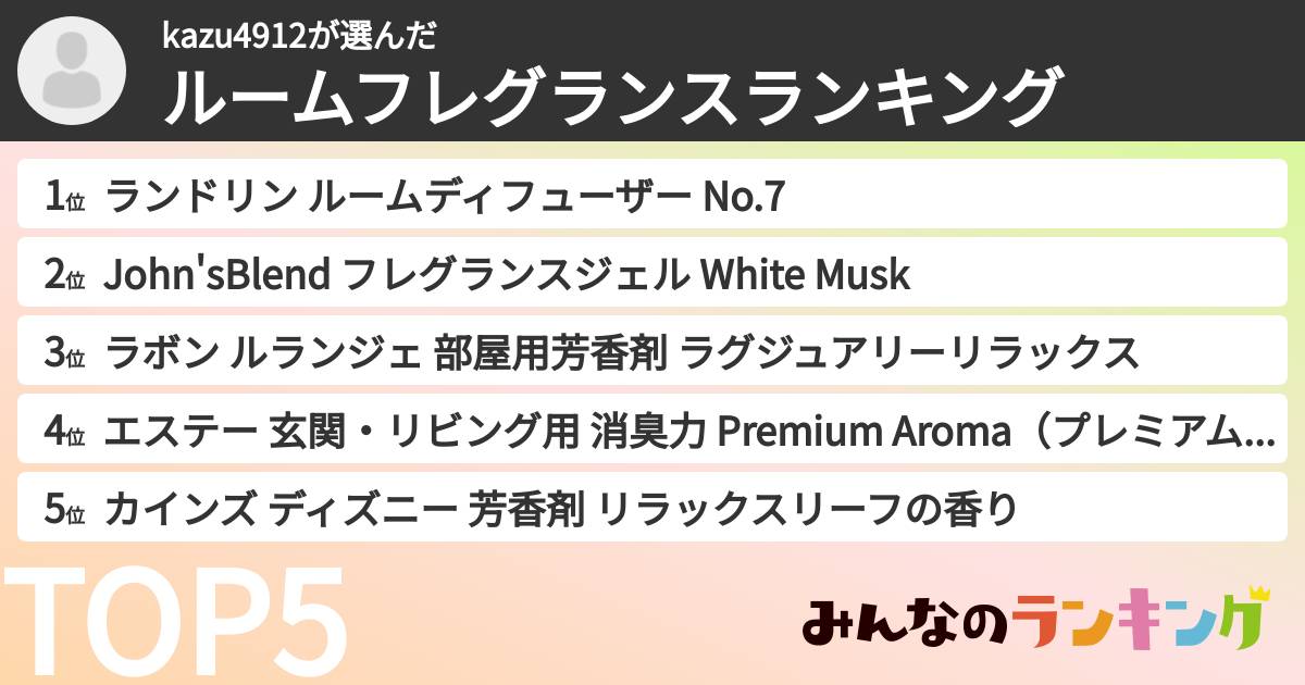 kazu4912さんの「ルームフレグランスランキング」