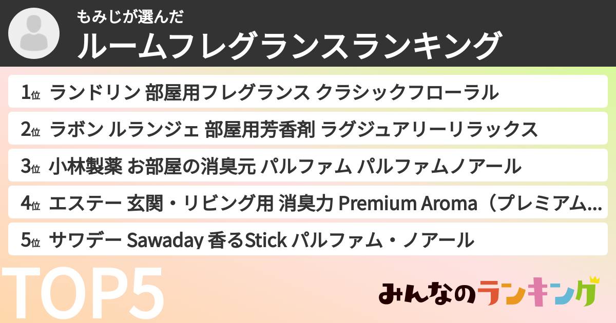 もみじさんの「ルームフレグランスランキング」