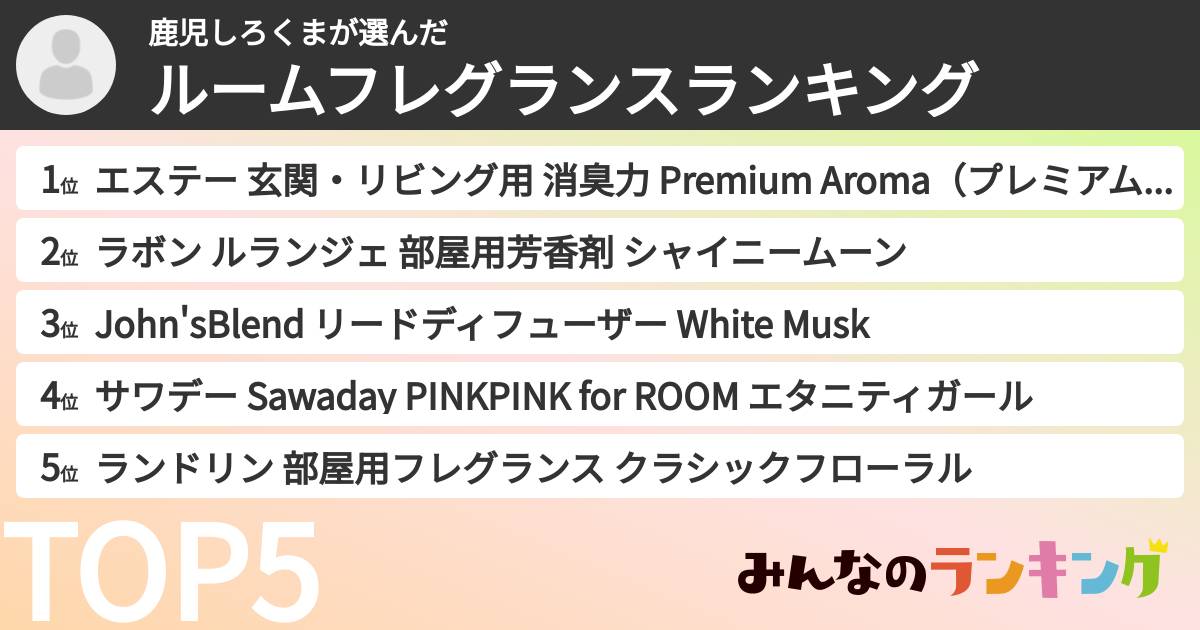 鹿児しろくまさんの「ルームフレグランスランキング」