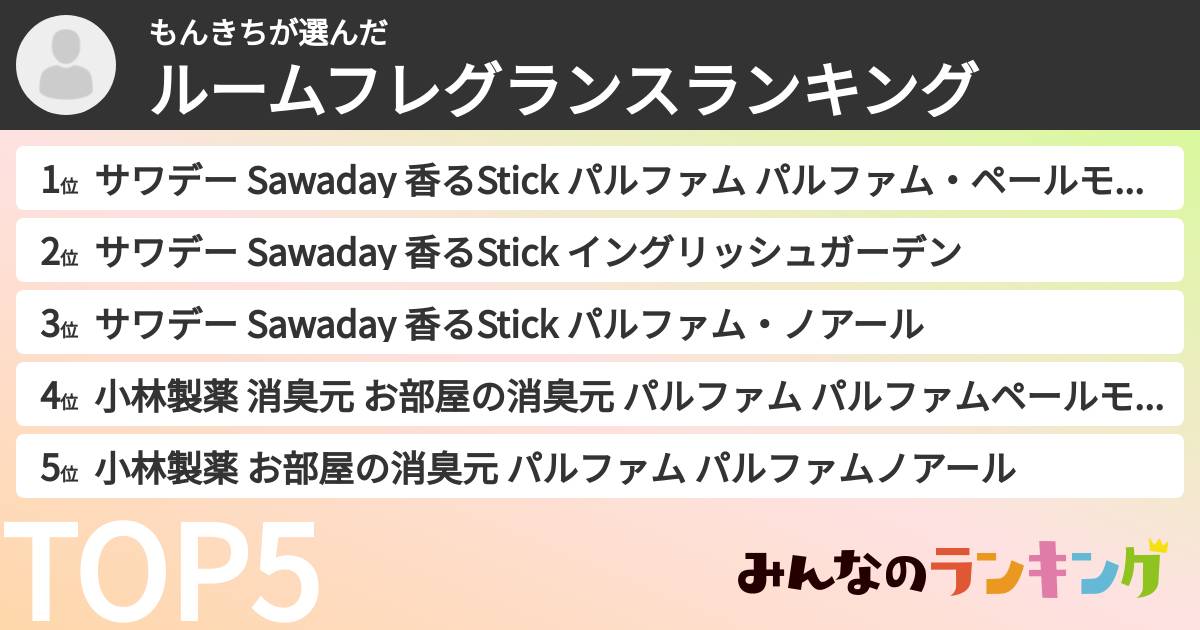もんきちさんの「ルームフレグランスランキング」