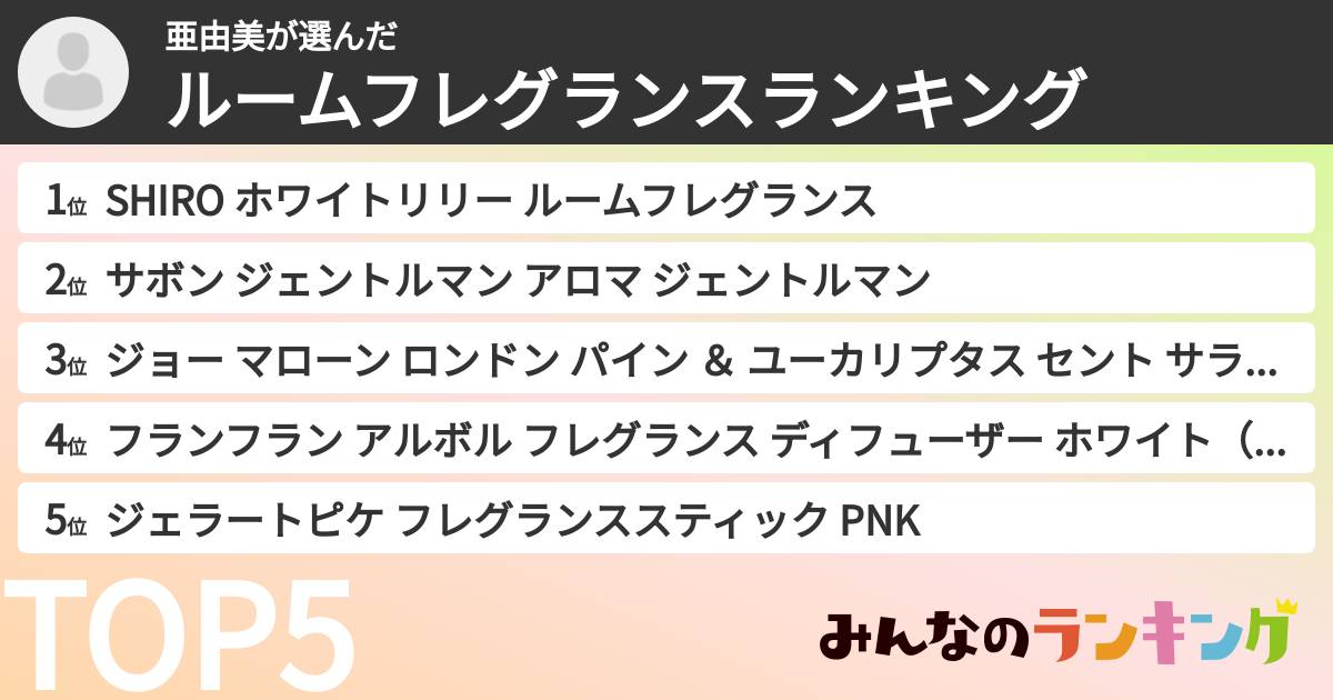 亜由美さんの「ルームフレグランスランキング」