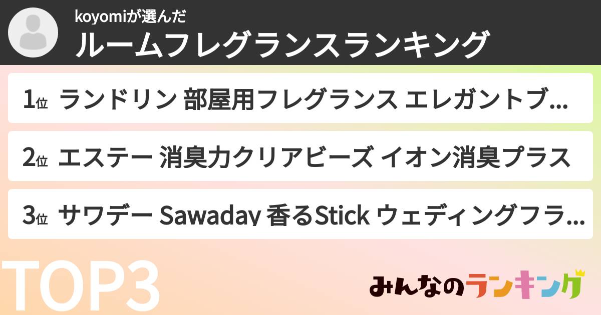 koyomiさんの「ルームフレグランスランキング」