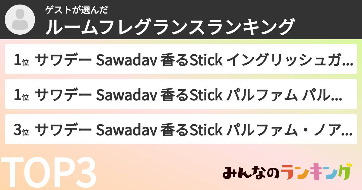 ゲストさんの「ルームフレグランスランキング」