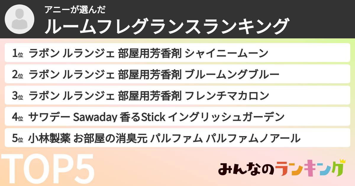 アニーさんの「ルームフレグランスランキング」