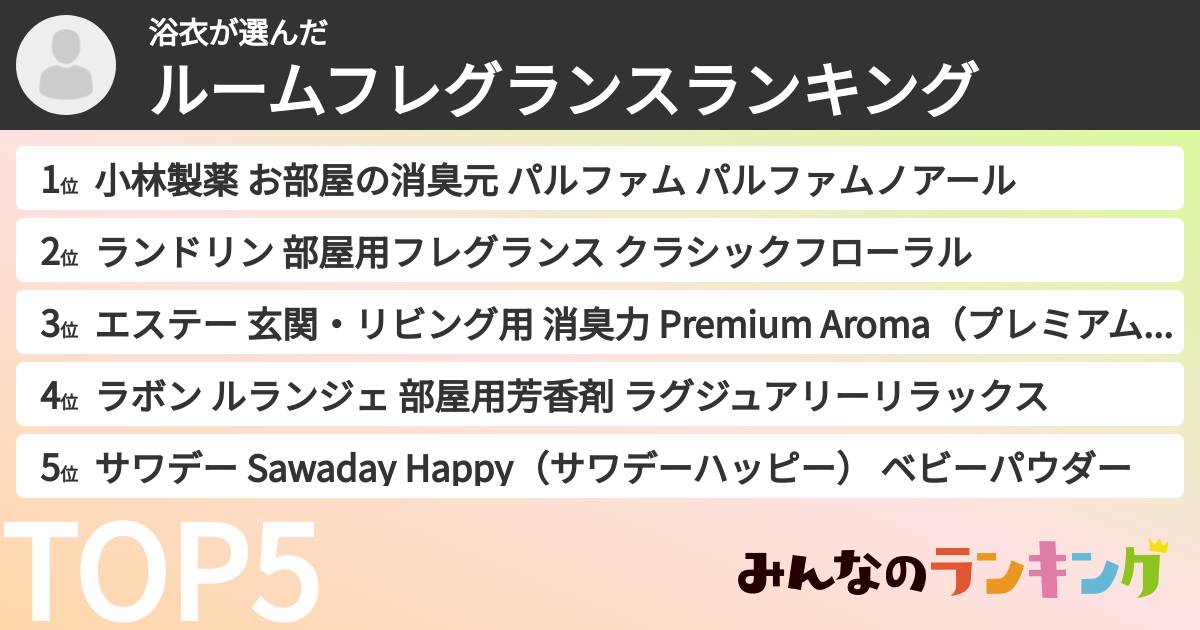 浴衣さんの「ルームフレグランスランキング」