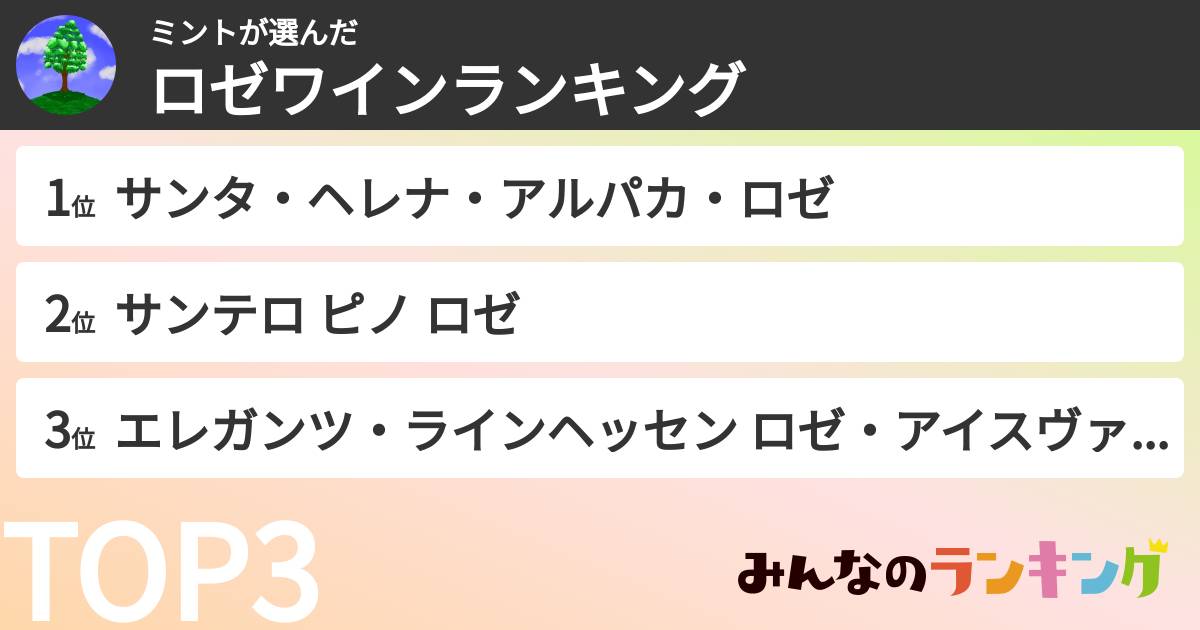 ミントさんの「ロゼワインランキング」
