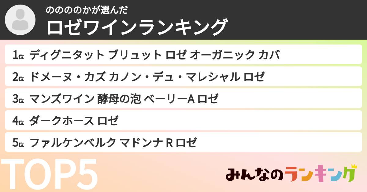 ののののかさんの「ロゼワインランキング」