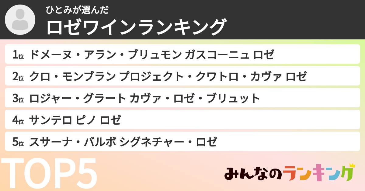 ひとみさんの「ロゼワインランキング」