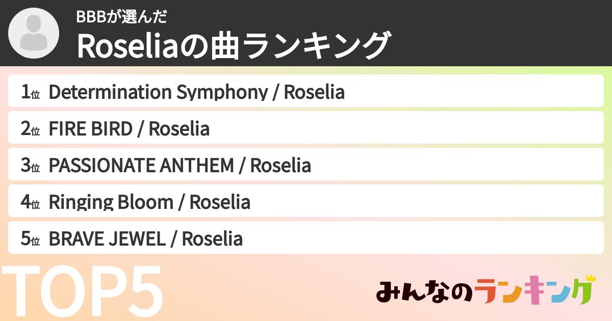 BBBさんの「Roseliaの曲ランキング」
