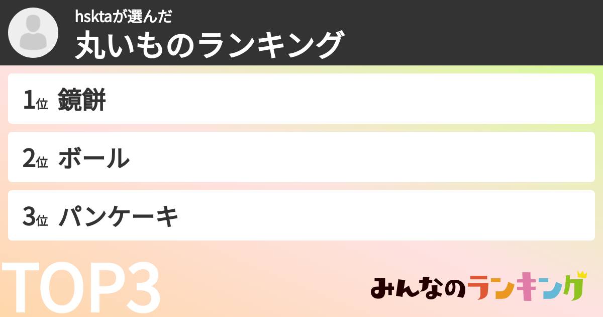 hsktaさんの「丸いものランキング」