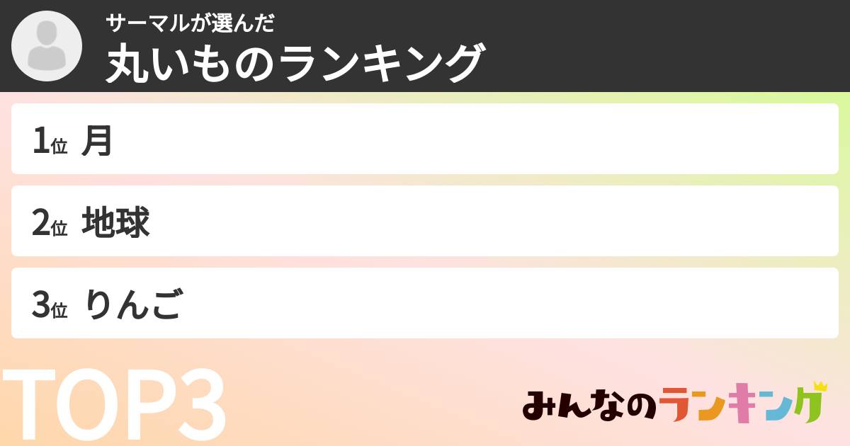 サーマルさんの「丸いものランキング」