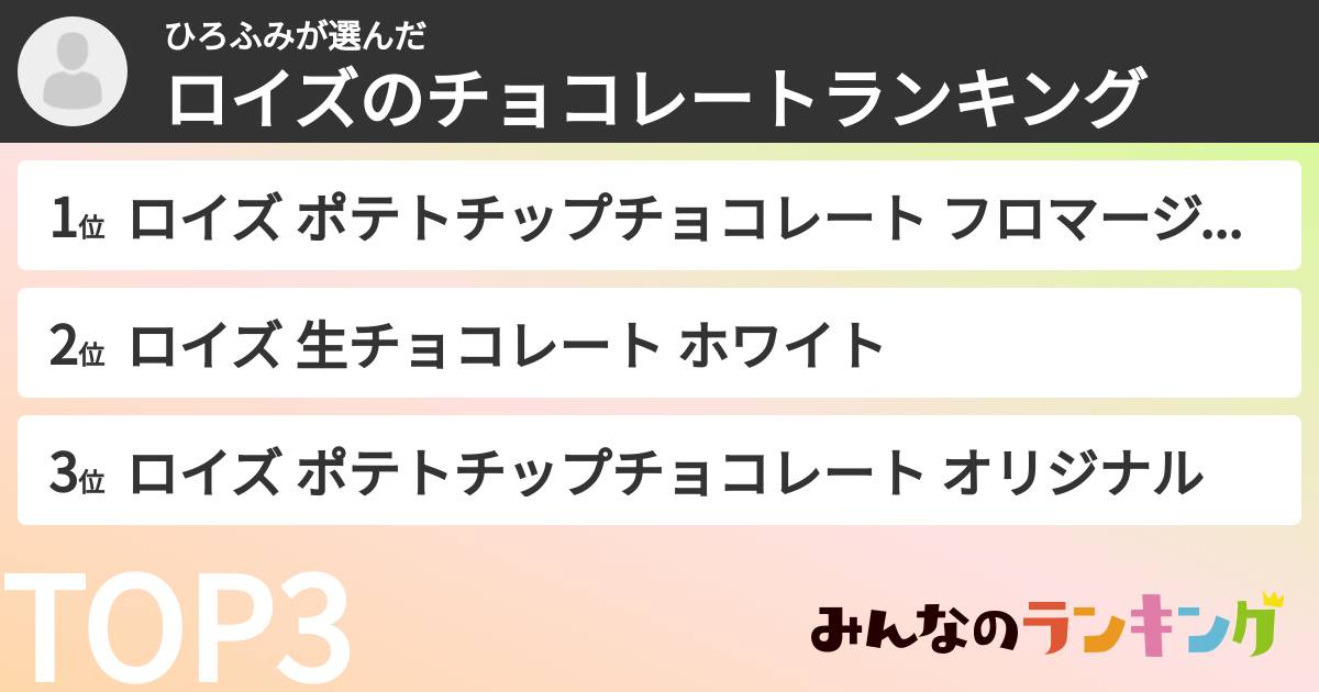 ひろふみさんの「ロイズのチョコレートランキング」