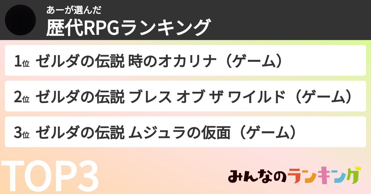 あーさんの「歴代RPGランキング」