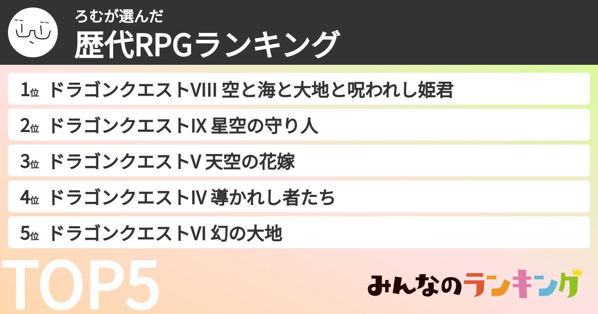 ろむさんの「歴代RPGランキング」