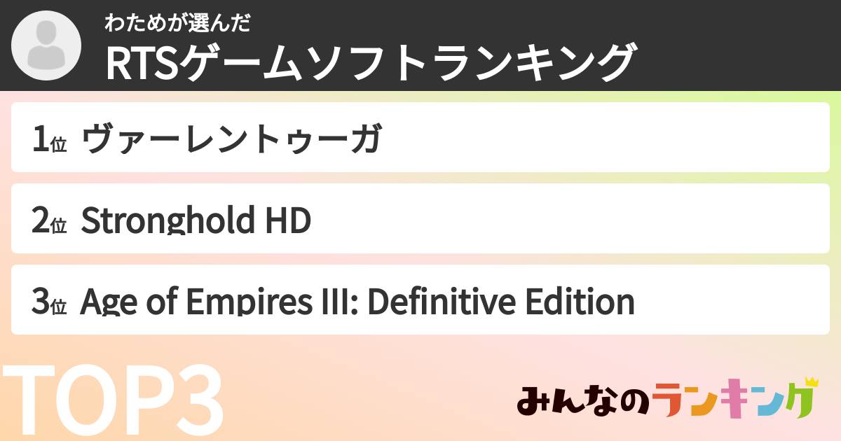 わためさんの「RTSゲームソフトランキング」