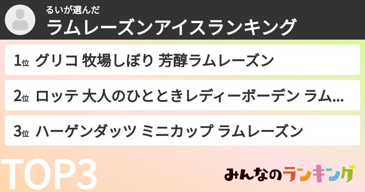 るいさんの「ラムレーズンアイスランキング」