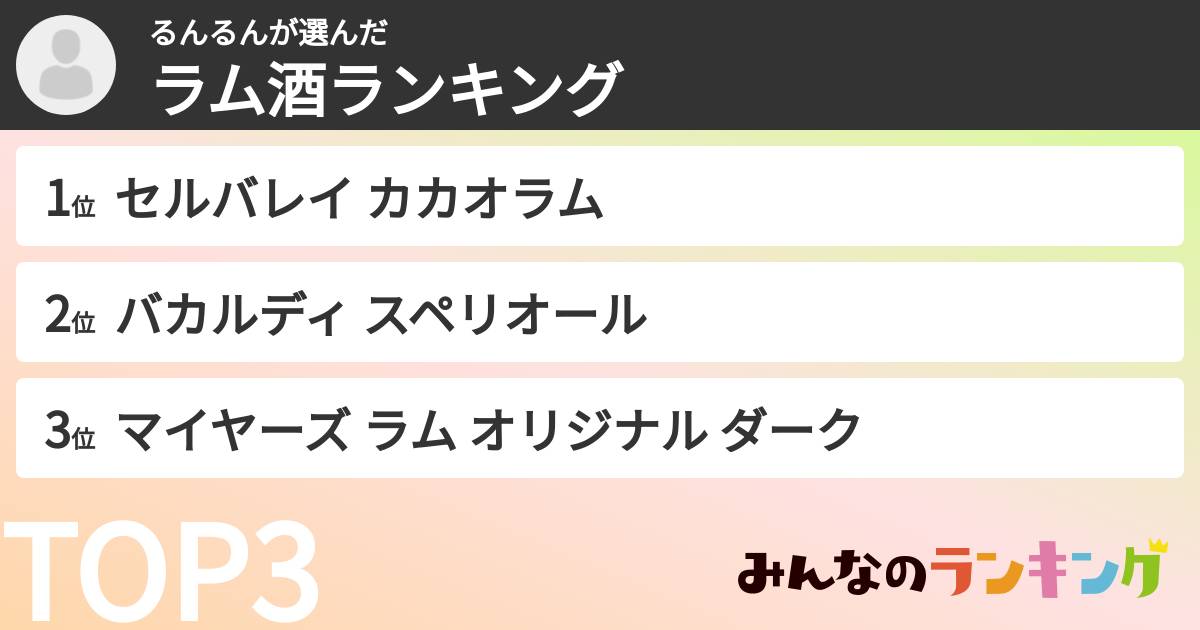 るんるんさんの「ラム酒ランキング」