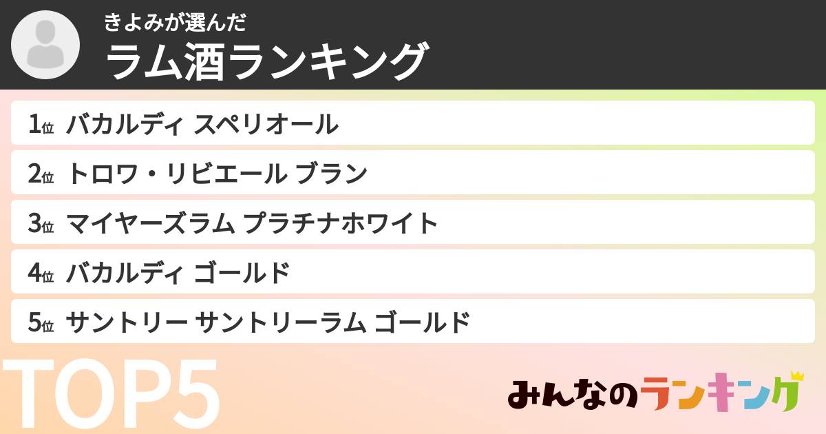 きよみさんの「ラム酒ランキング」