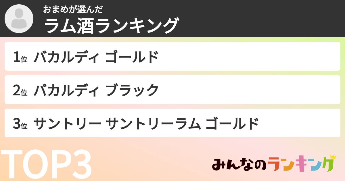 おまめさんの「ラム酒ランキング」