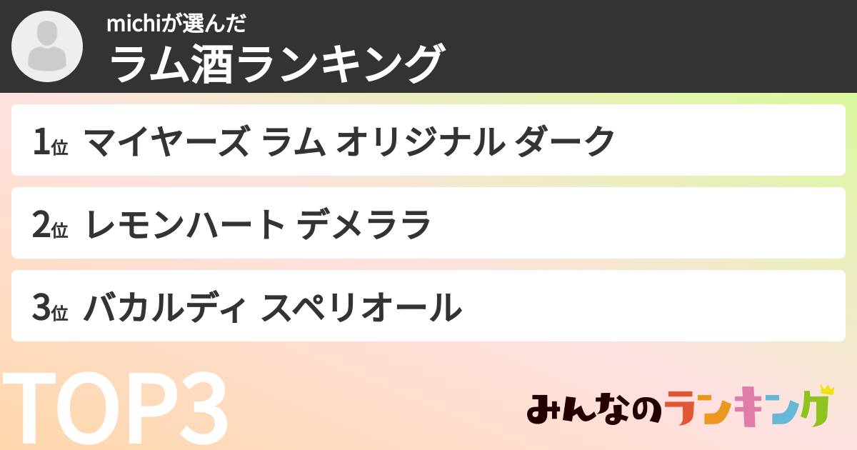 michiさんの「ラム酒ランキング」