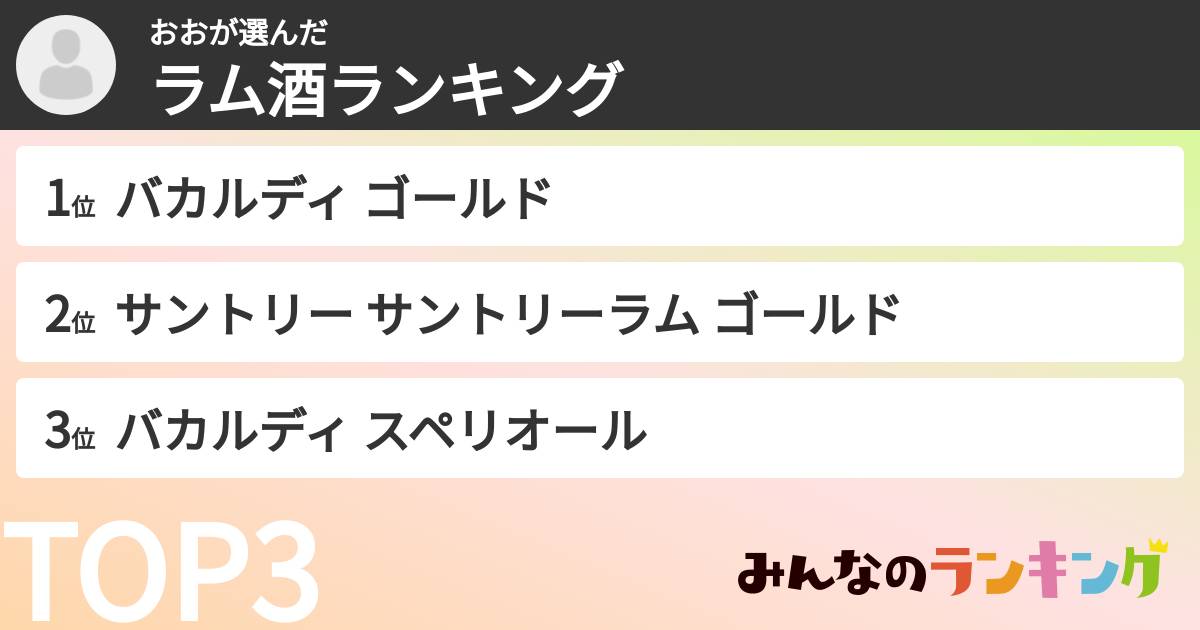 おおさんの「ラム酒ランキング」