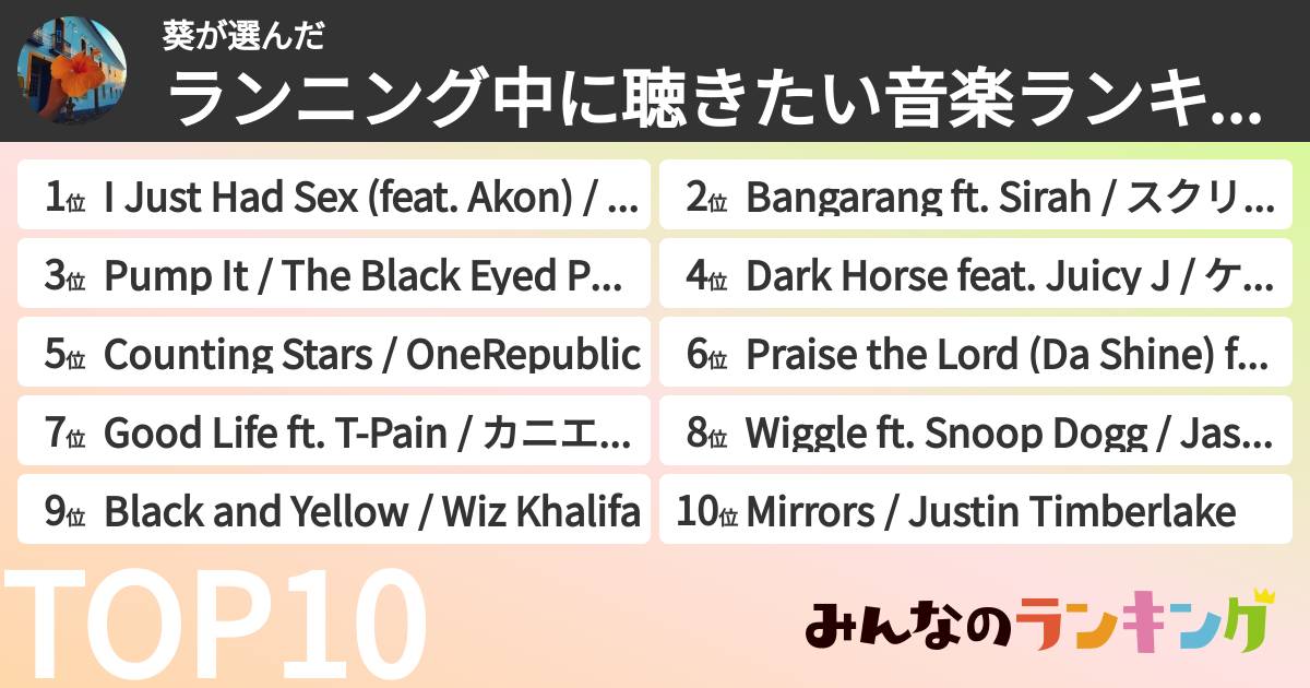 葵さんの「ランニング中に聴きたい音楽ランキング」