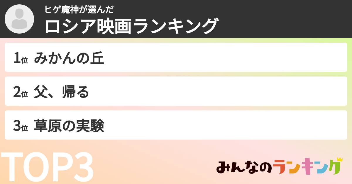 ヒゲ魔神さんの「ロシア映画ランキング」