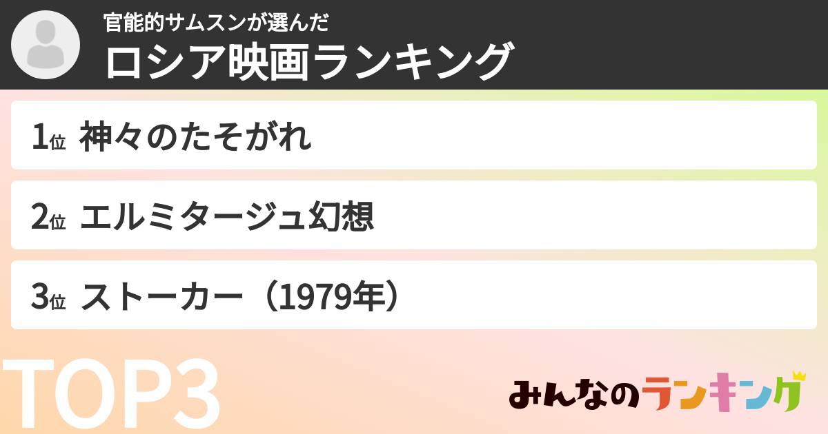 官能的サムスンさんの「ロシア映画ランキング」