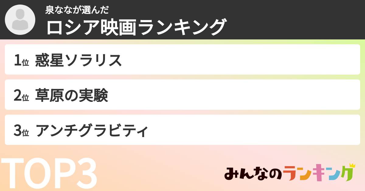 泉ななさんの「ロシア映画ランキング」