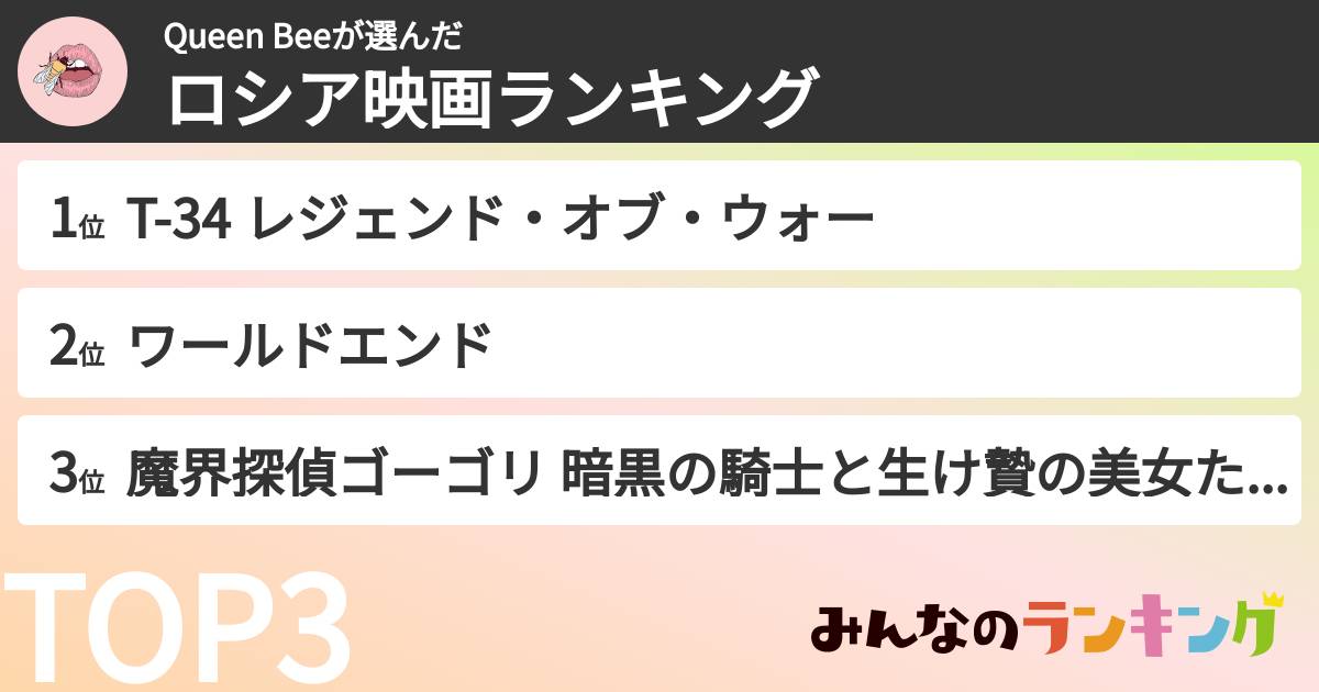 Queen Beeさんの「ロシア映画ランキング」