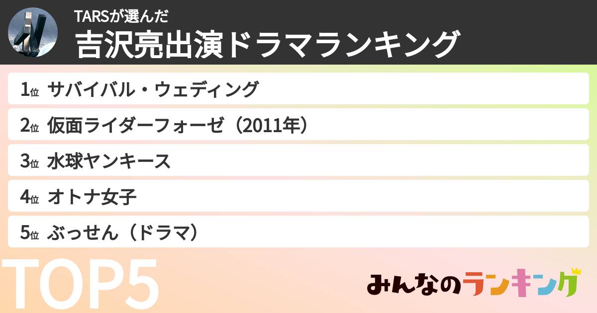 TARSさんの「吉沢亮出演ドラマランキング」