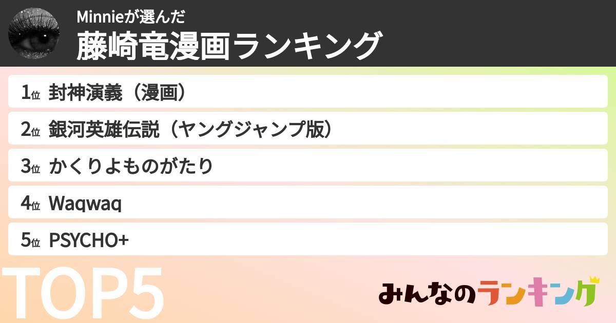 Minnieさんの「藤崎竜漫画ランキング」