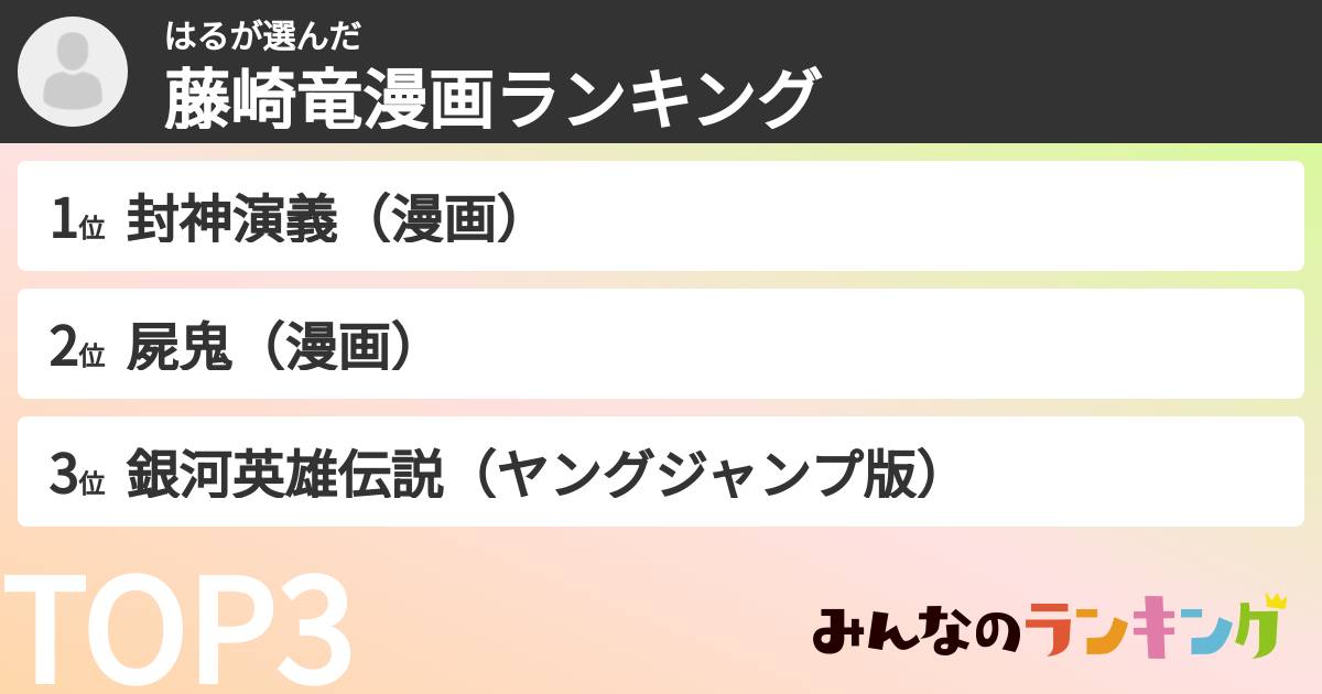 はるさんの「藤崎竜漫画ランキング」
