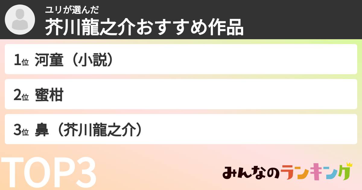ユリさんの「芥川龍之介おすすめ作品」