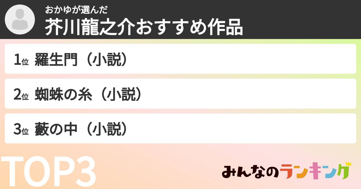 おかゆさんの「芥川龍之介おすすめ作品」