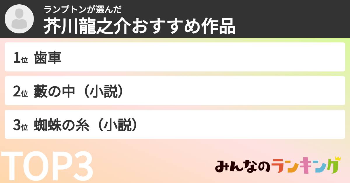 ランプトンさんの「芥川龍之介おすすめ作品」