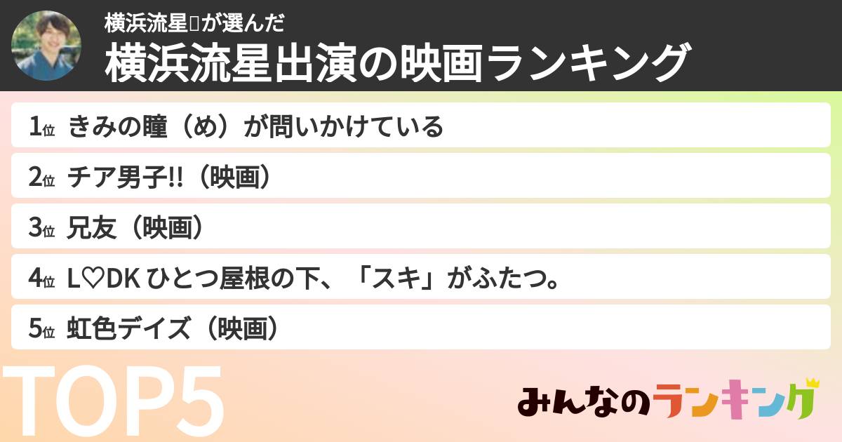 横浜流星🤍さんの「横浜流星出演の映画ランキング」