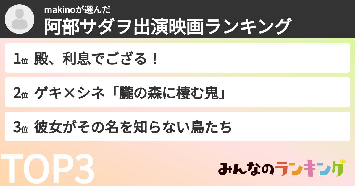 makinoさんの「阿部サダヲ出演映画ランキング」