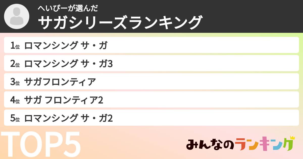へいぴーさんの「サガシリーズランキング」