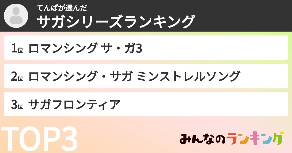 てんぱさんの「サガシリーズランキング」