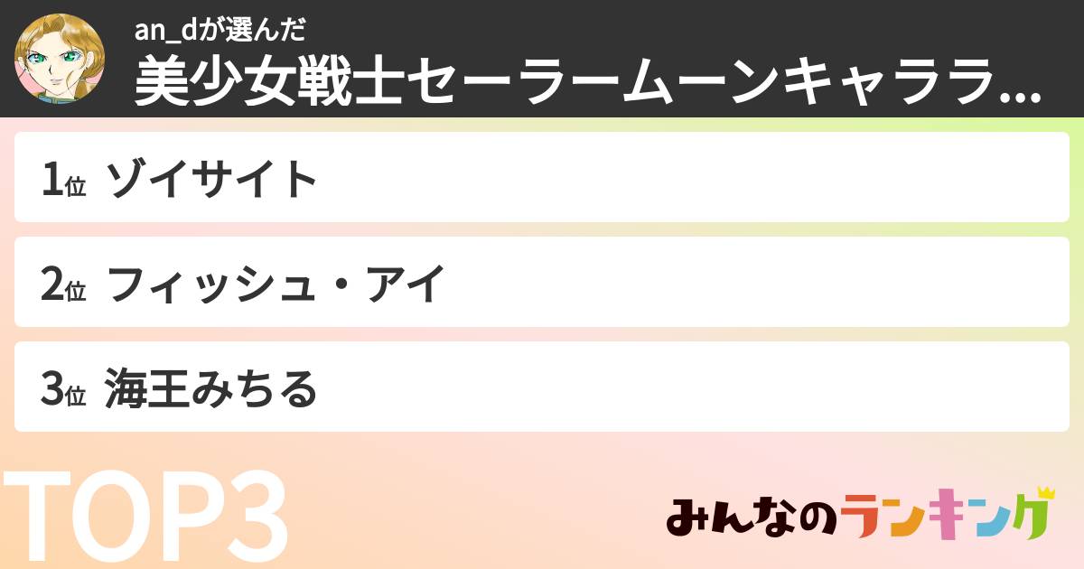 an_dさんの「美少女戦士セーラームーンキャラランキング」