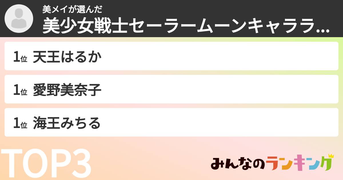 美メイさんの「美少女戦士セーラームーンキャラランキング」