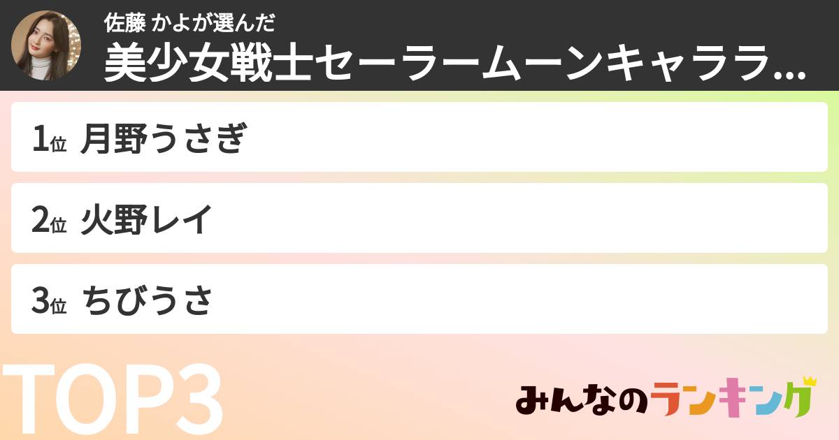 佐藤 かよさんの「好きなセーラームーンキャラクターランキング」